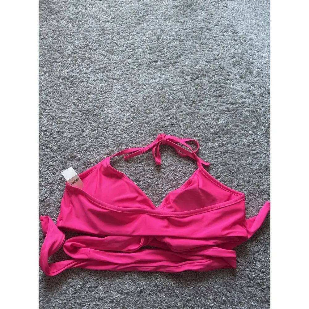 Aerie Women's Hot Pink Wrapped Bikini Top Size XL